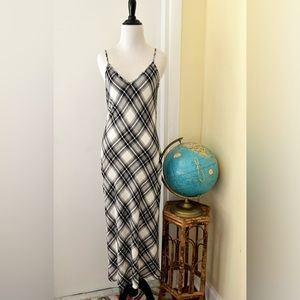 All Saints Black and White Plaid Midi Dress